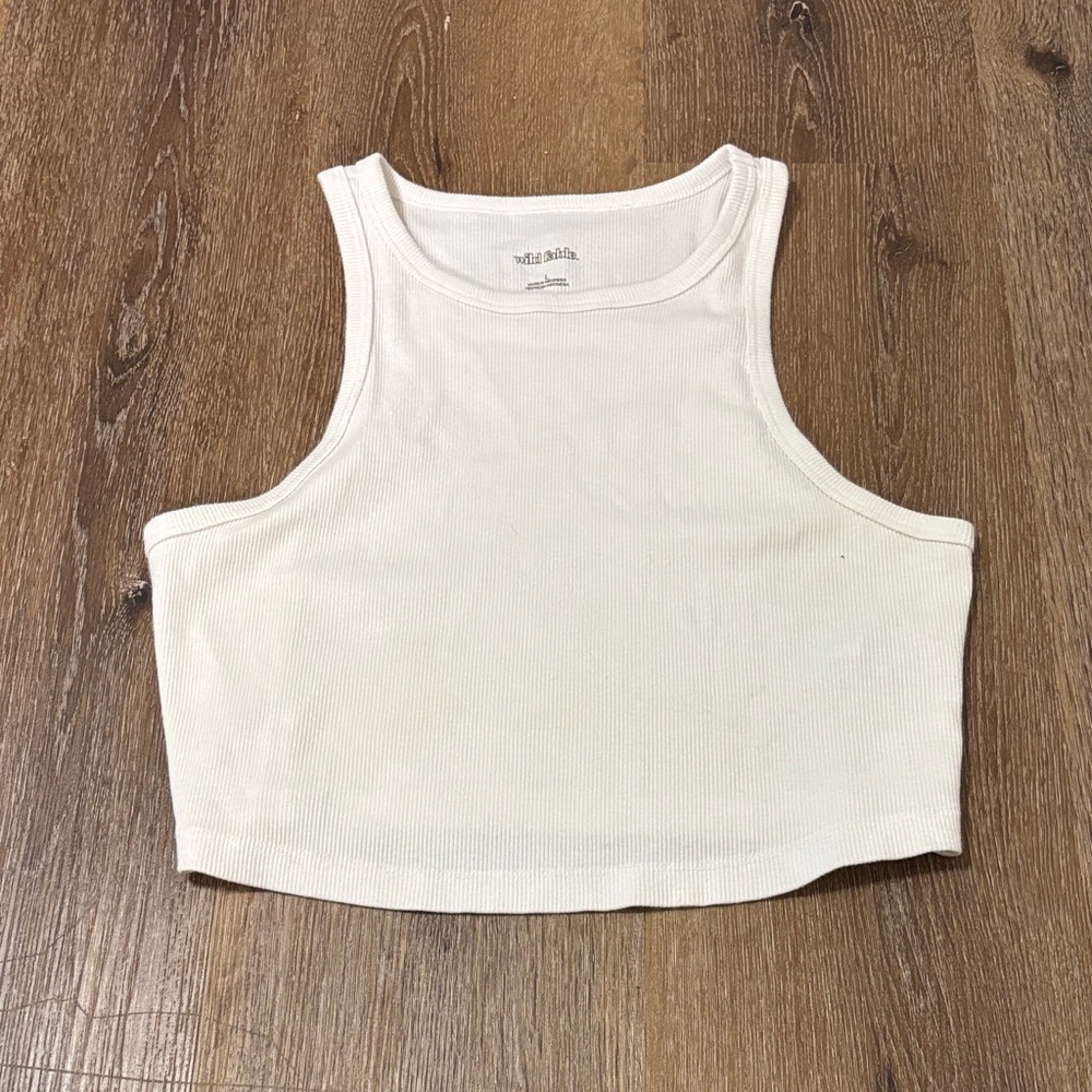Wild Fable Cream Ribbed Crop Tank